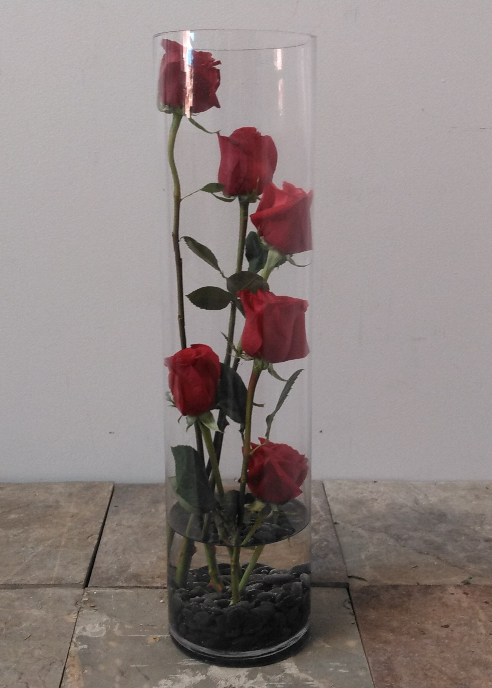 Roses in cylinder